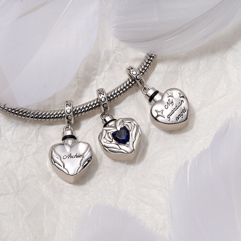 Angel Wings Heart Urn Ashes Pendant