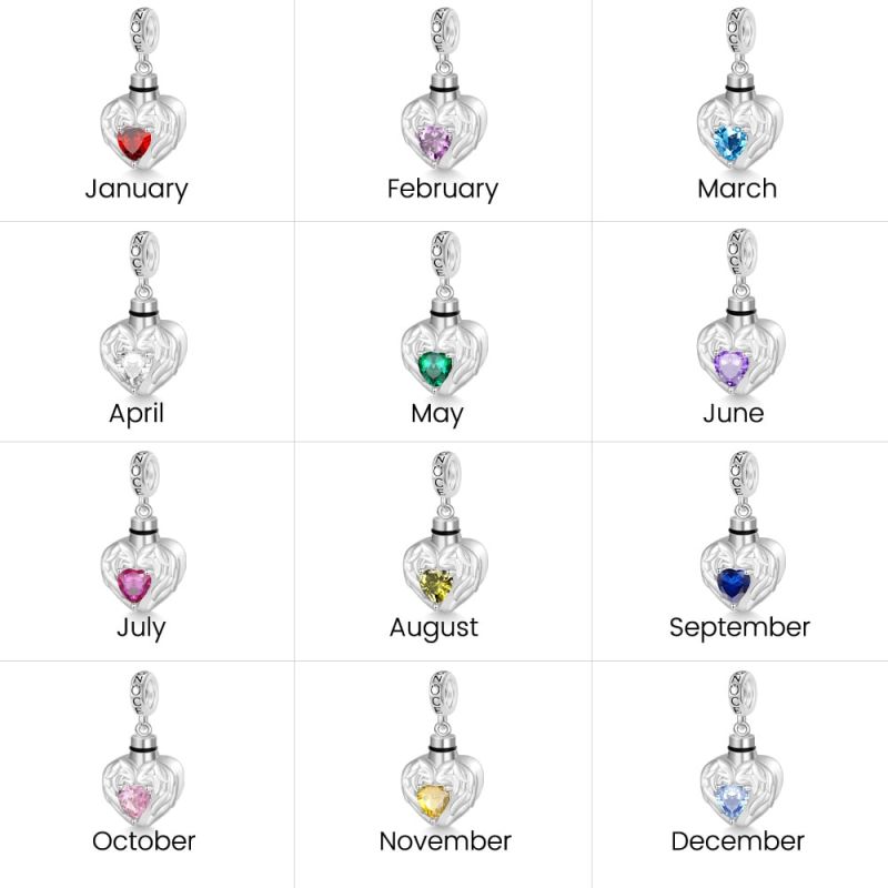 Engravable Heart Birthstone Urn Ashes Pendant