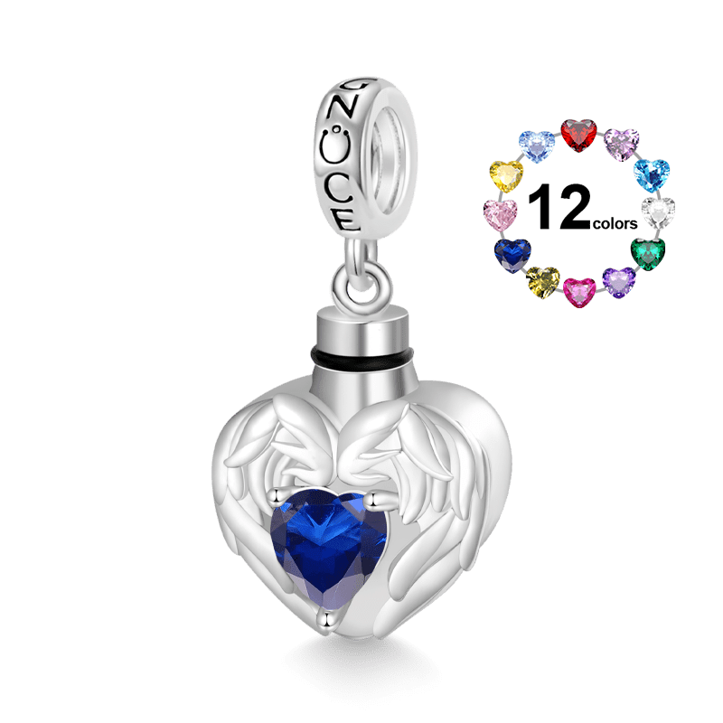Engravable Heart Birthstone Urn Ashes Pendant
