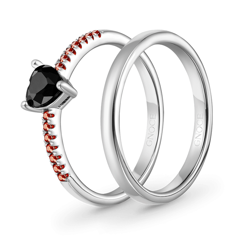 Black Heart Cut Stackable Ring