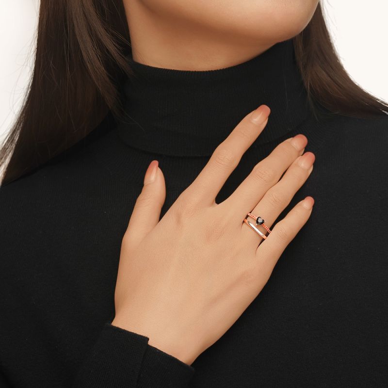 Black Heart Cut Stackable Ring