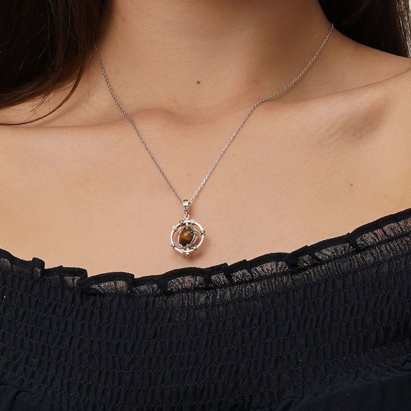 Rotatable Tigereye Galaxy Pendant