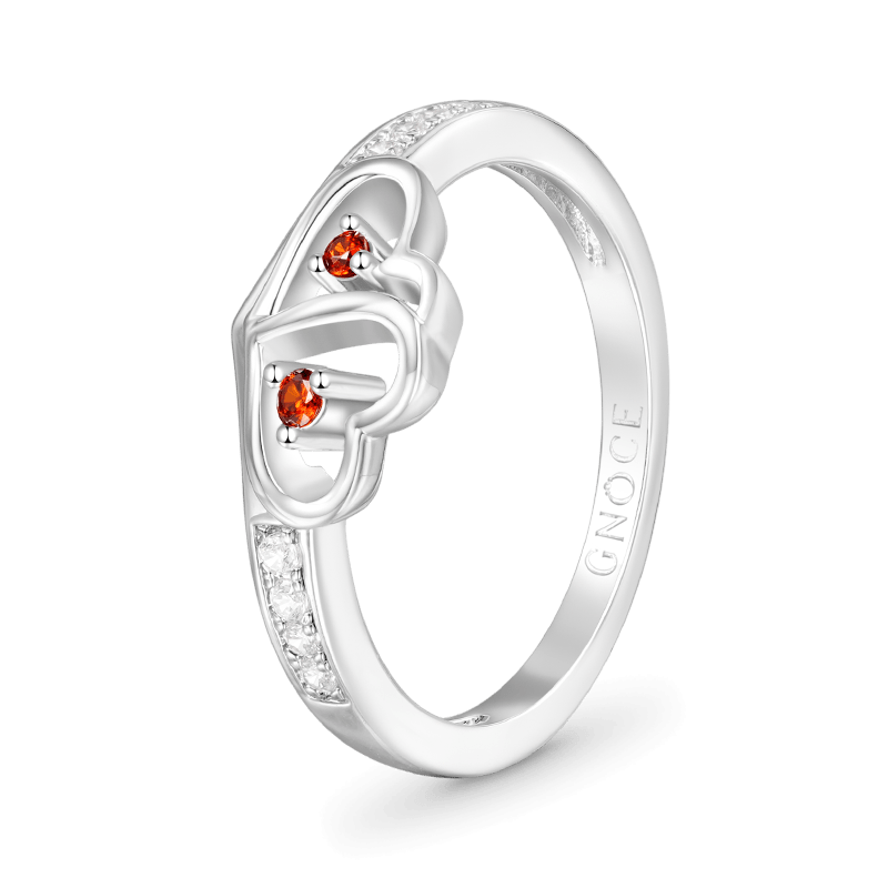 Double Heart Birthstone Ring