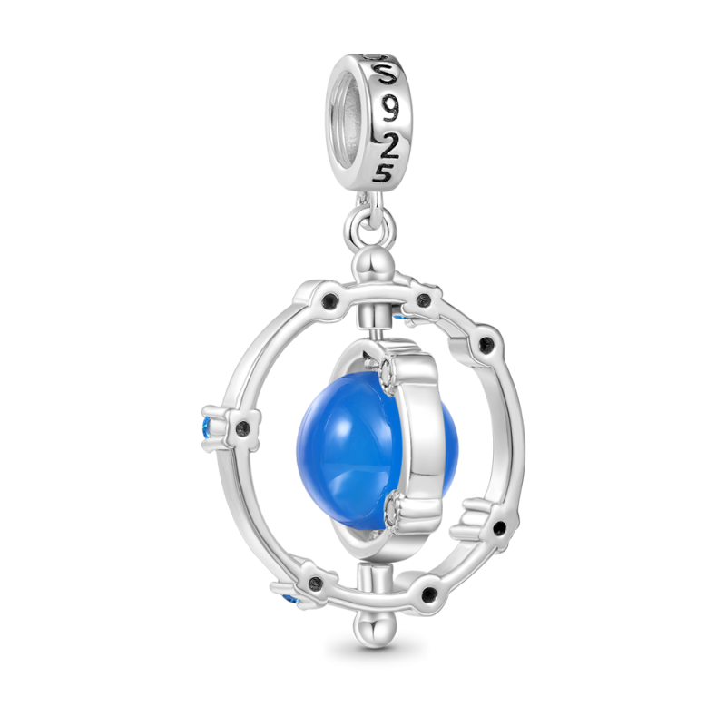 Rotatable Blue Agate Galaxy Pendant