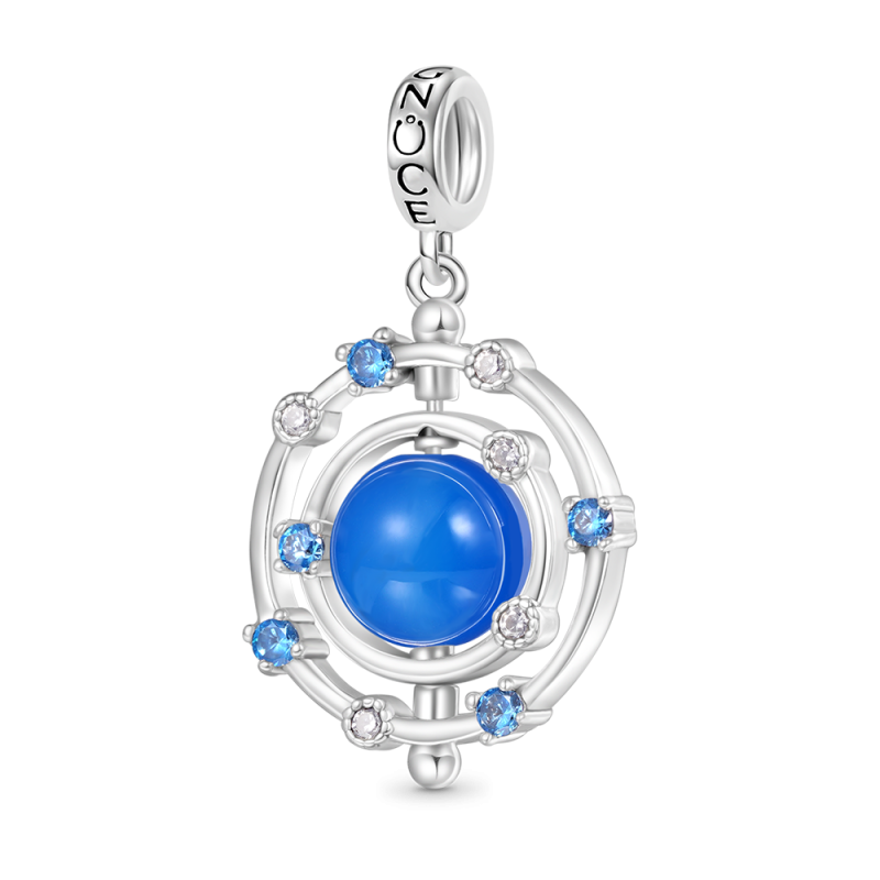 Rotatable Blue Agate Galaxy Pendant