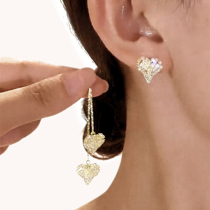 Tassel Heart Crystal Earrings