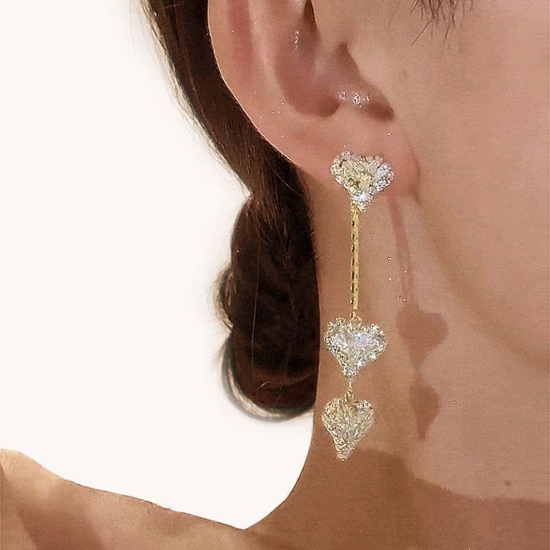 Tassel Heart Crystal Earrings