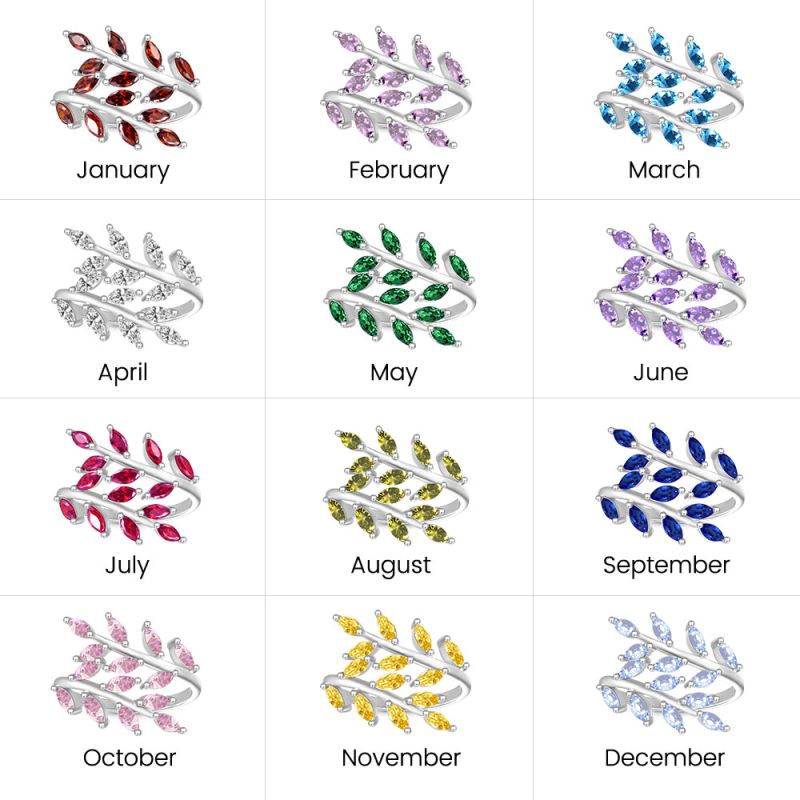 Birthstone Delicate Vines Ring