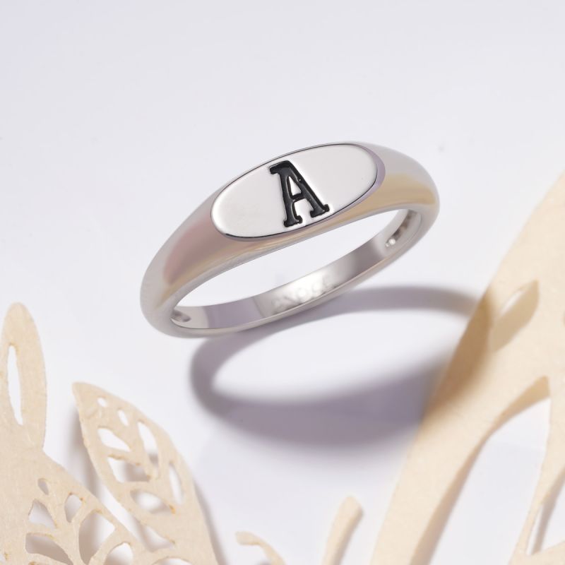 Letter Silver Ring