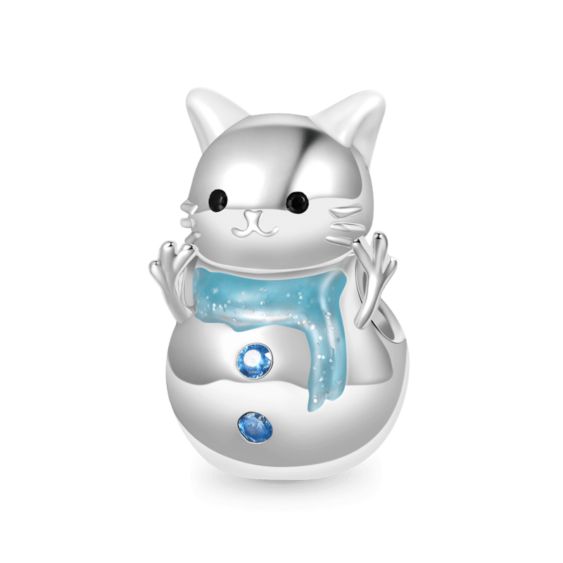 Christmas Cat Snowman Charm