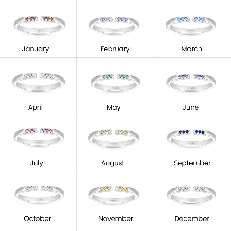 Birthstone Adjustable Ring