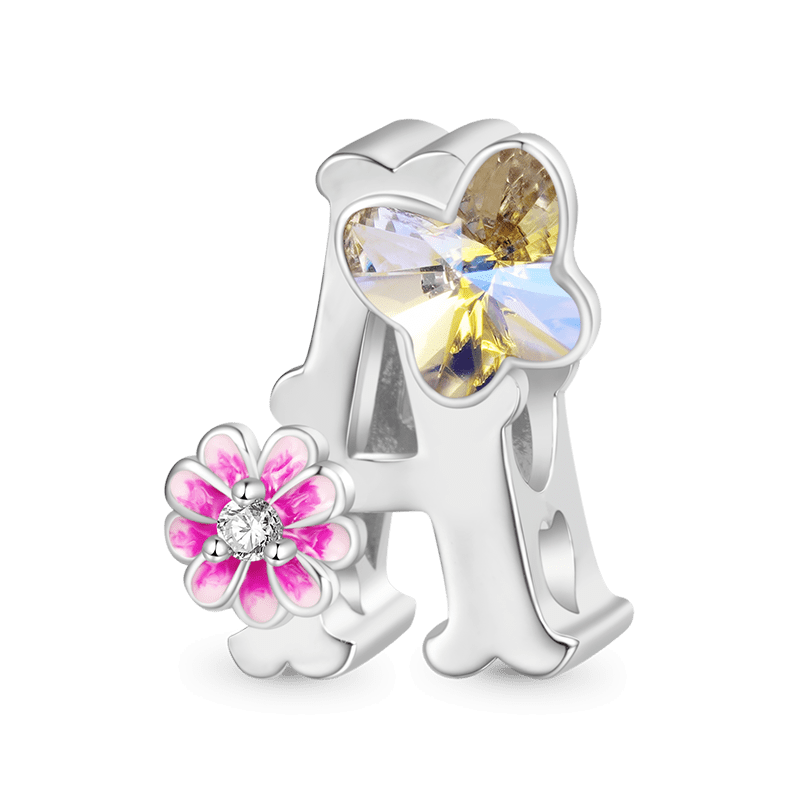 Letter Flower Personalized Charm