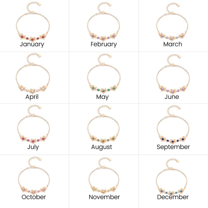 Heart Birthstone Bracelet
