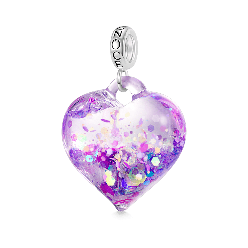Purple Glitter Heart Pendant