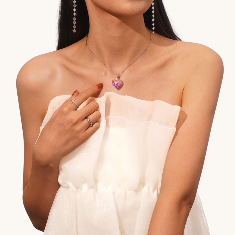 Purple Glitter Heart Pendant