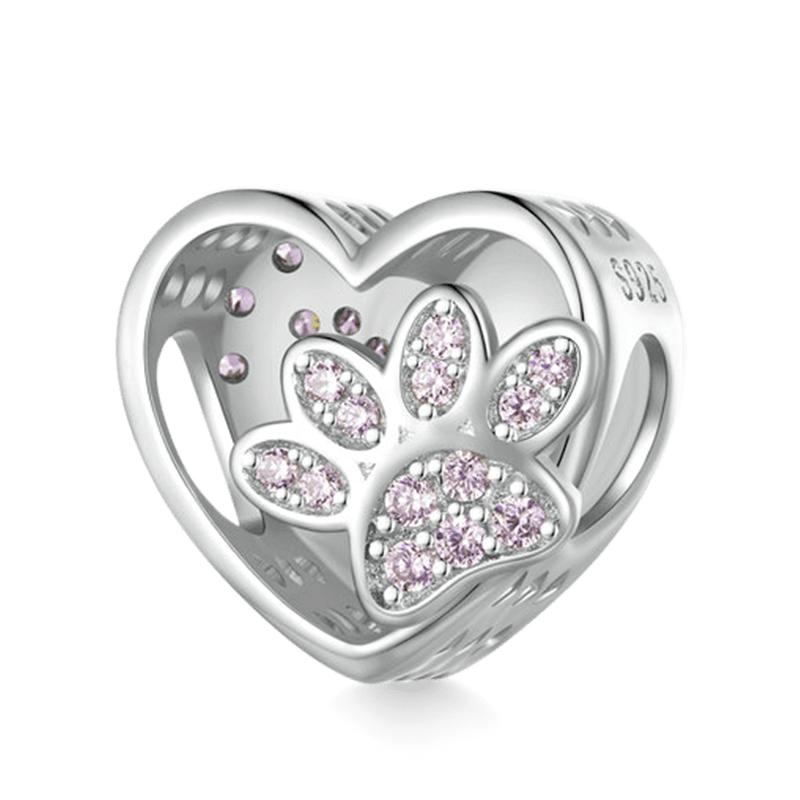 Paw Print Heart Charm