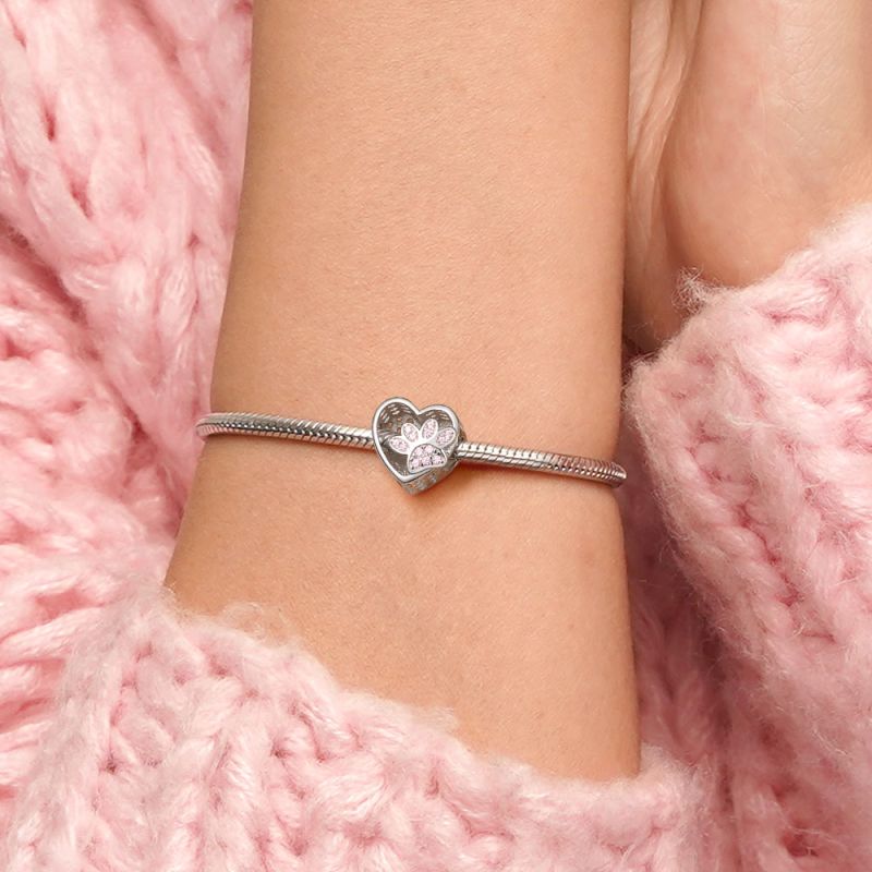 Paw Print Heart Charm