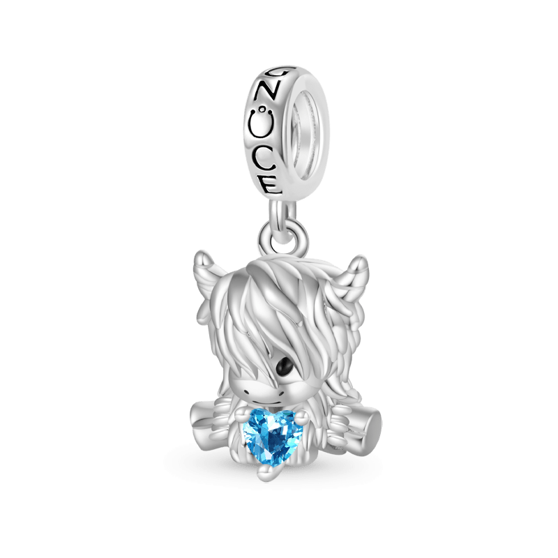 Highland Cow Birthstone Pendant