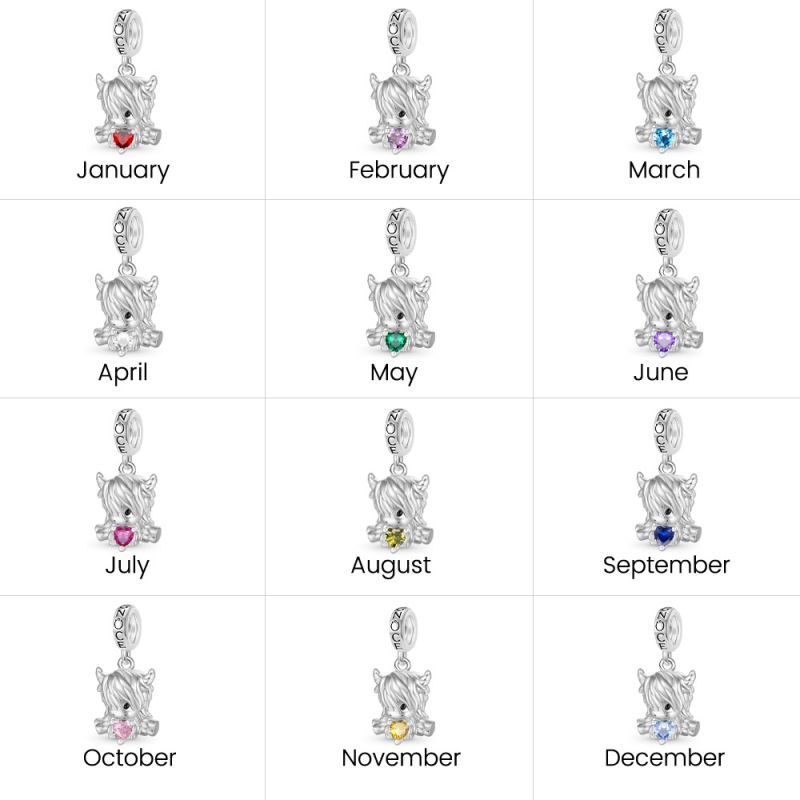 Highland Cow Birthstone Pendant