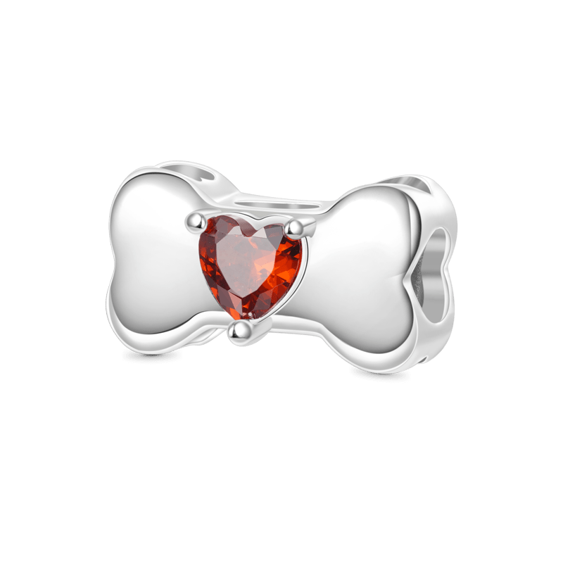 Dog Bone Birthstone Charm