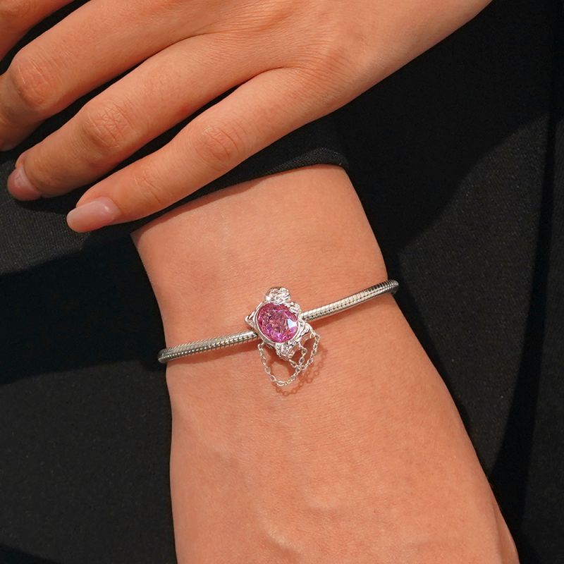 Pink Rose Painting Charm