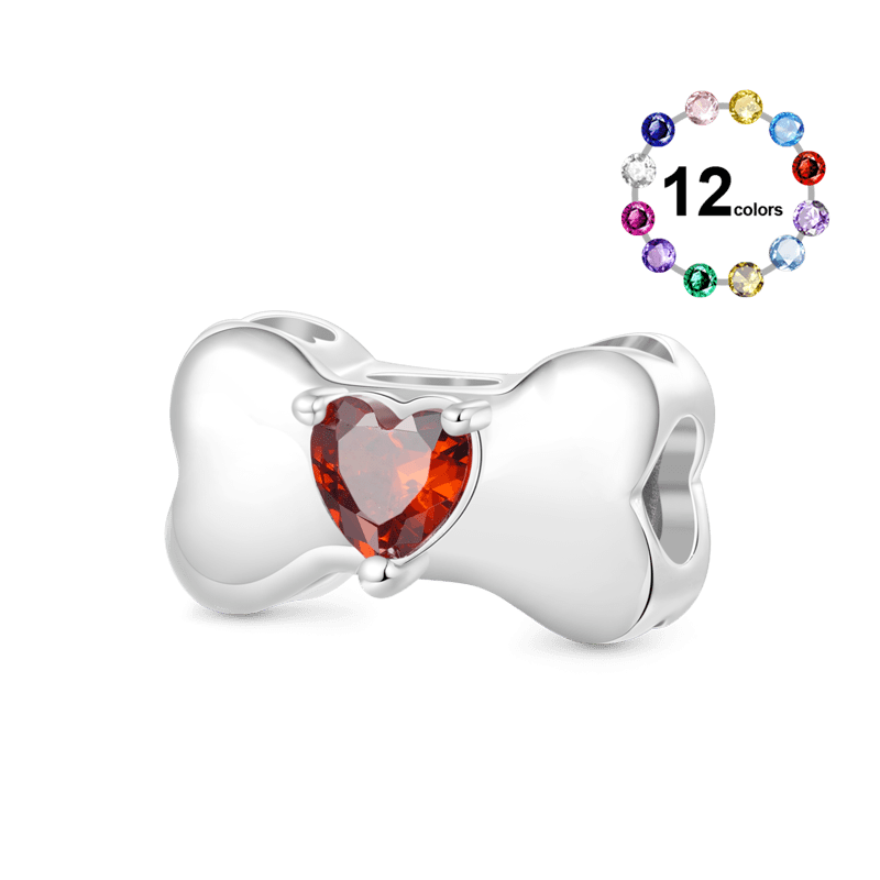 Dog Bone Birthstone Charm
