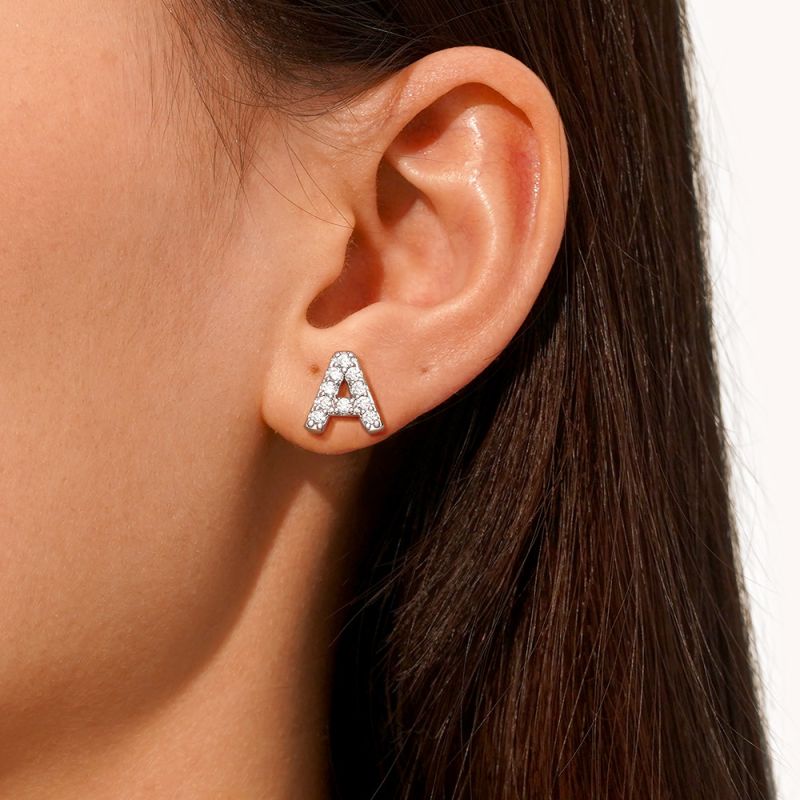 Initial Letter Stud Earrings