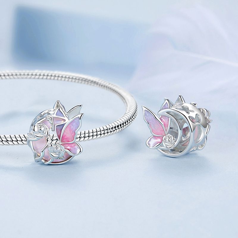 Pink Butterfly Moon Charm