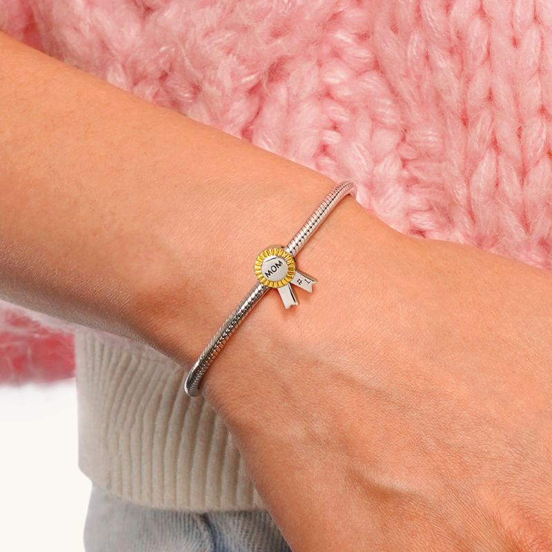 Mom Ribbon Badge Charm