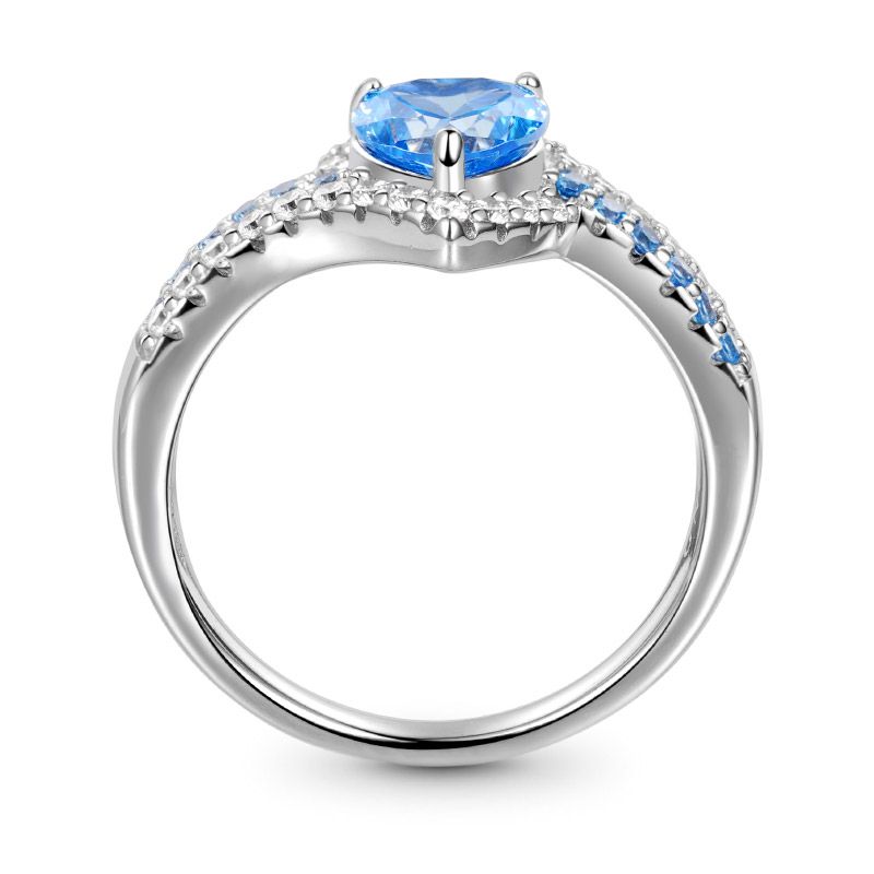 Blue Heart-cut Promise Ring