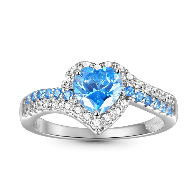Blue Heart-cut Promise Ring