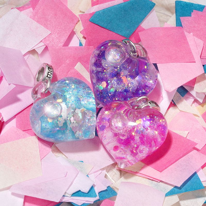 Blue Glitter Heart Necklace