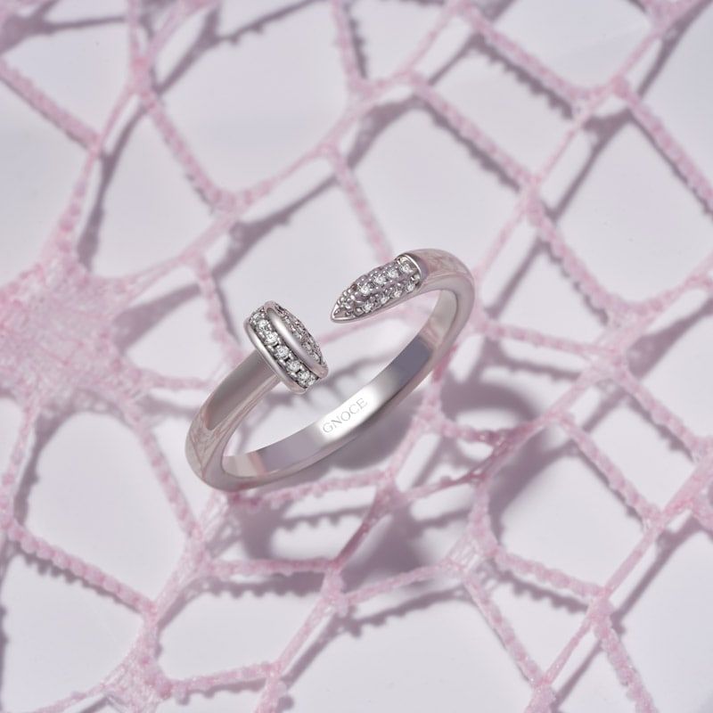 Diamond Nail Cuff Ring