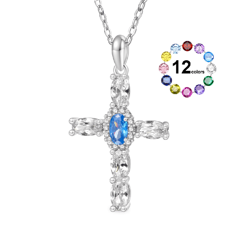 Cross Birthstone Necklace