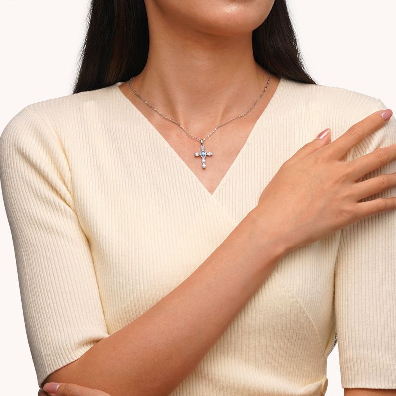 Cross Birthstone Necklace