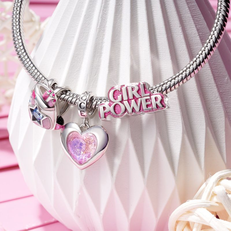 Pink Heart Girl Power Pendant