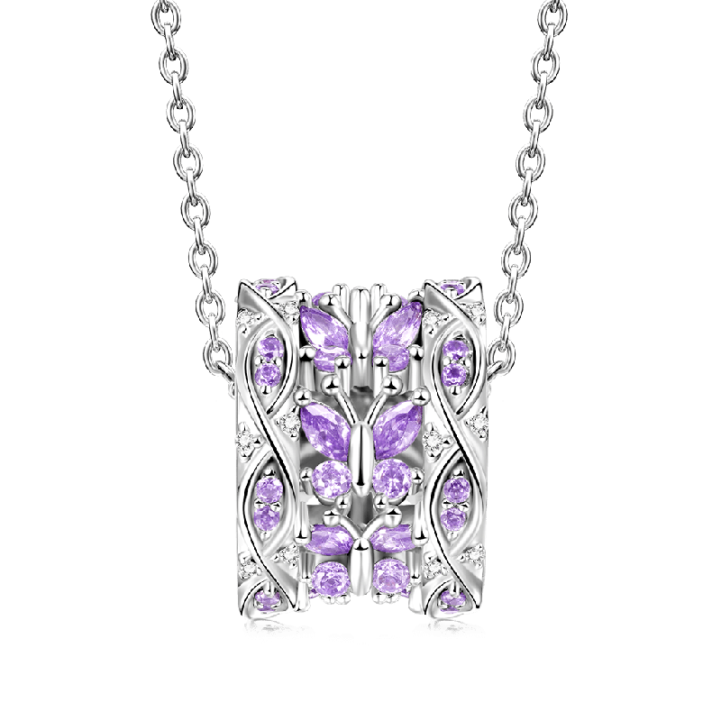 Purple Butterfly Pendant Necklace