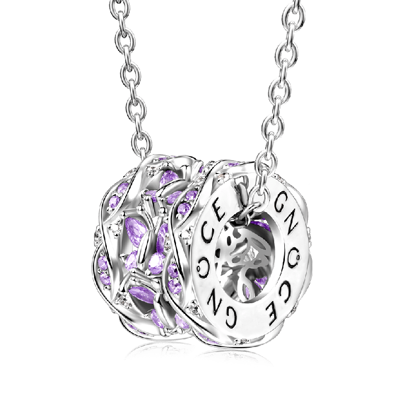 Purple Butterfly Pendant Necklace