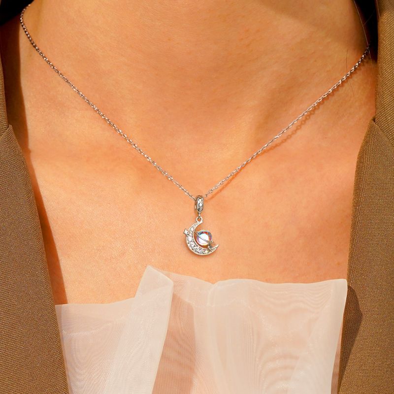 Galaxy Crescent Moon Pendant