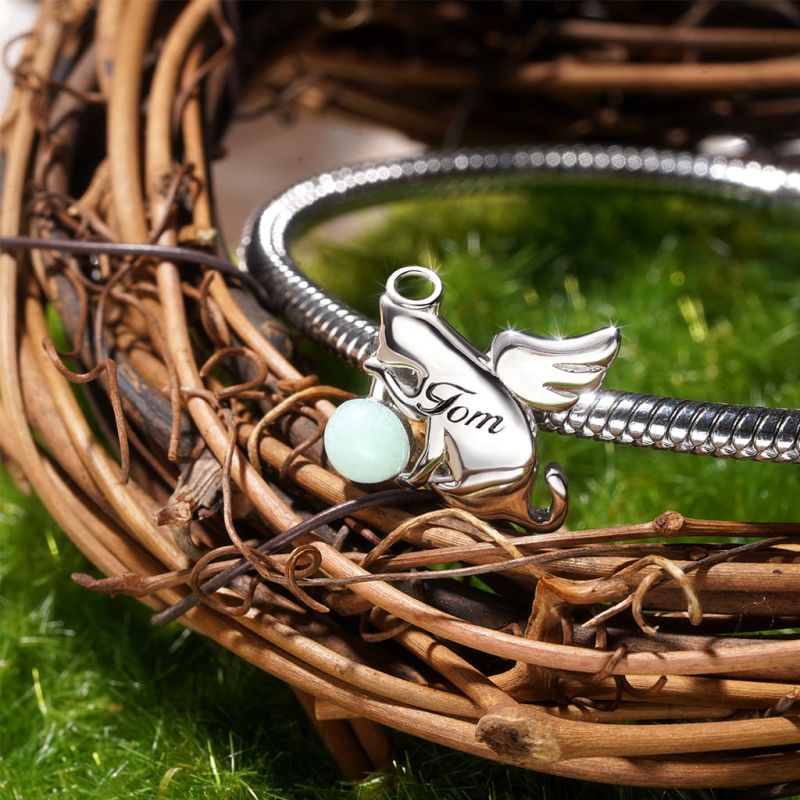 Engravable Cat Angel Charm