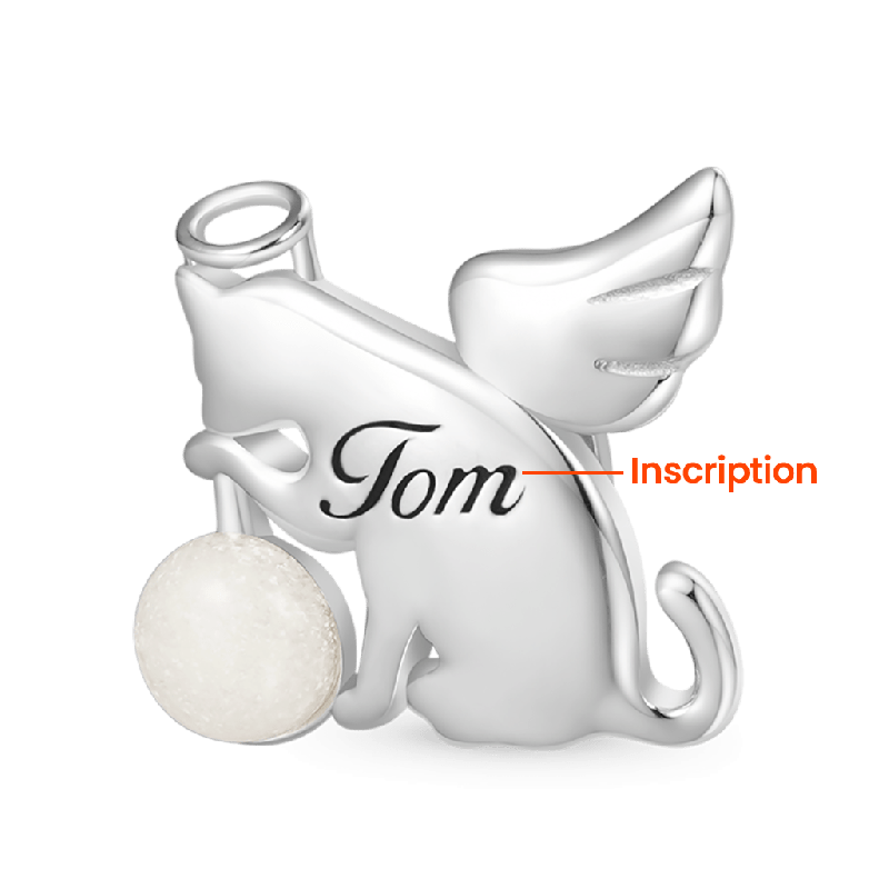 Engravable Cat Angel Charm