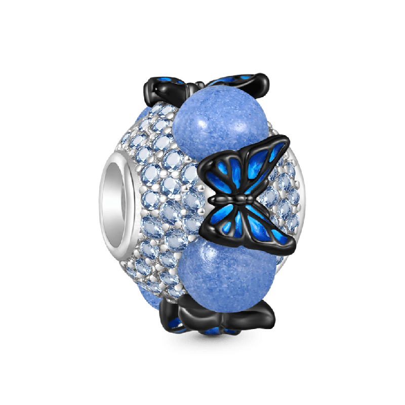 Blue Butterfly Round Charm