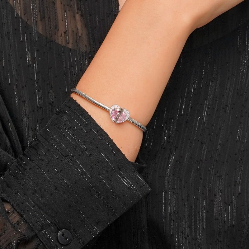 Pink Sisters Heart Charm