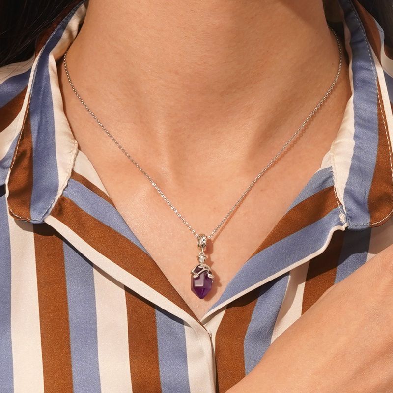 Hexagonal Column Amethyst Pendant