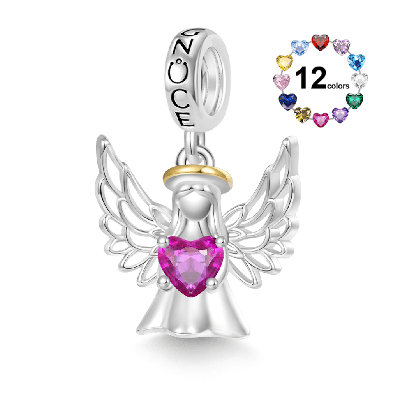 Angel Wings Birthstone Charm