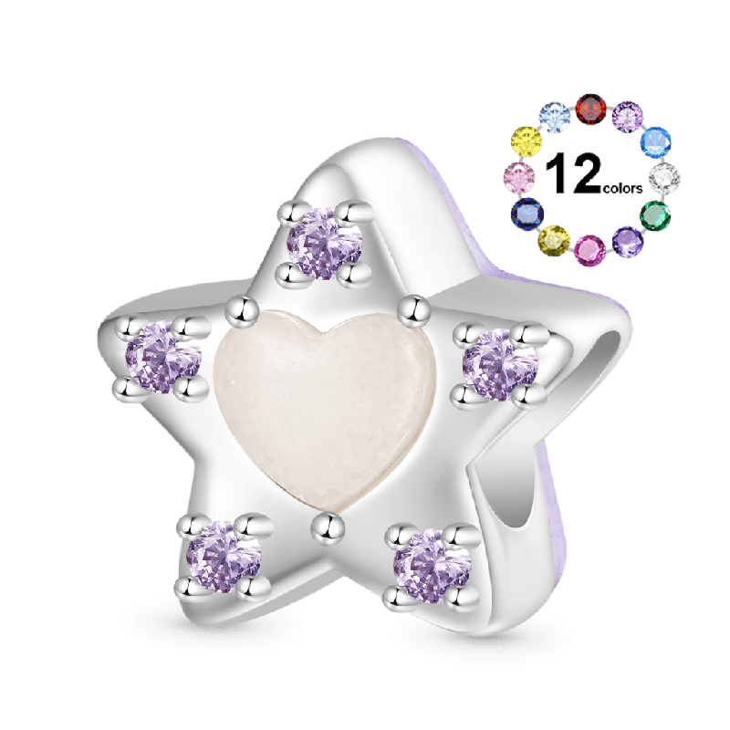 Star Smiley Face Birthstone Charm
