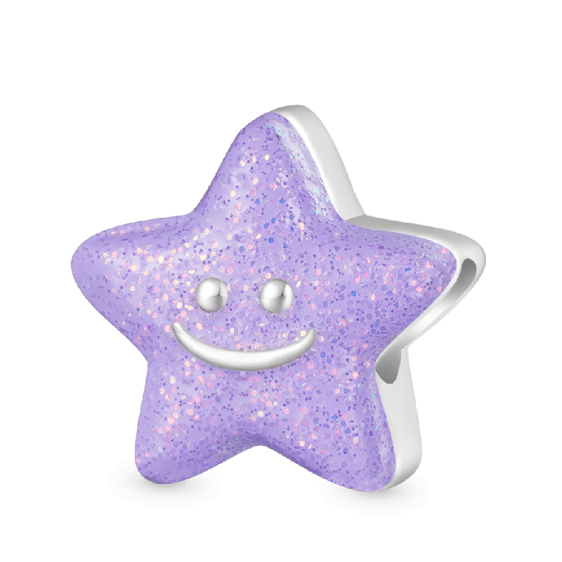 Star Smiley Face Birthstone Charm