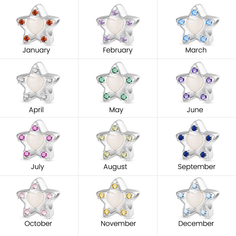 Star Smiley Face Birthstone Charm