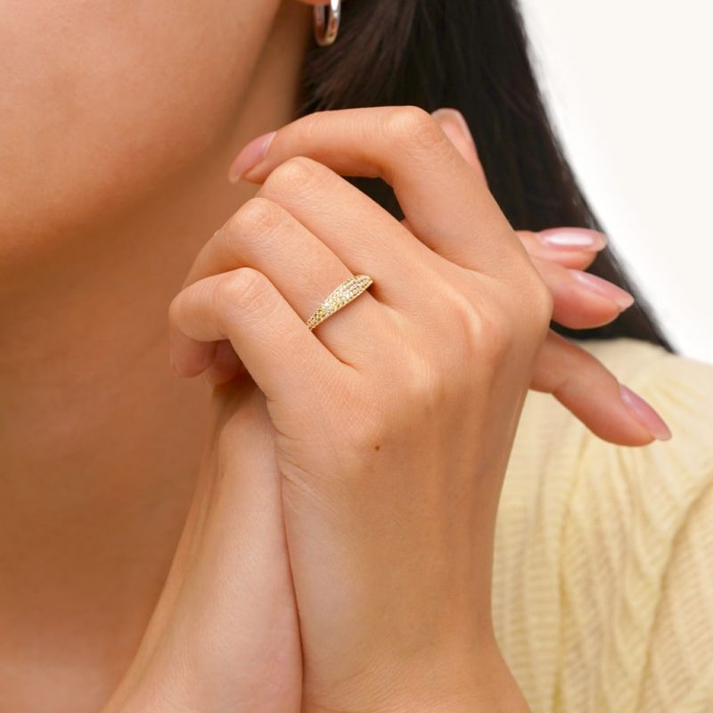 Yellow Diamond Pave Band Ring