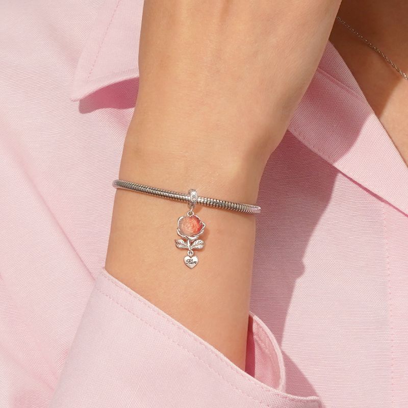 Engravable Rose Flower Charm